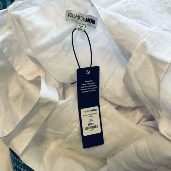 Fashion Nova Anna Poplin Mini Dress White Size Large - Picture 6 of 8